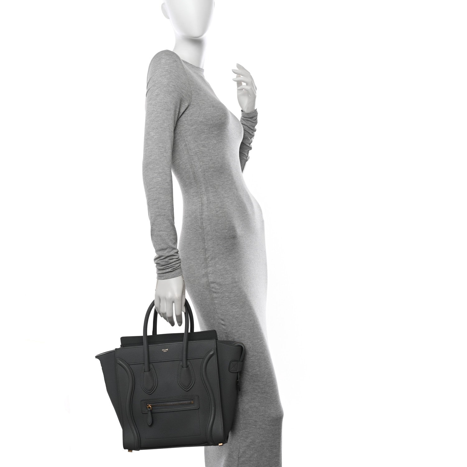 Celine Baby Drummed Calfskin Micro Luggage Kohl 2 of 10