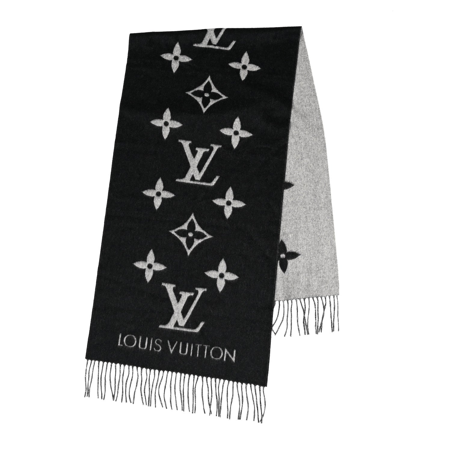 Louis Vuitton Cashmere Monogram Reykjavik Scarf Black 2 of 4