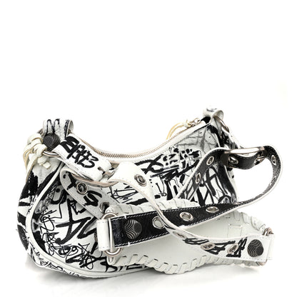 Balenciaga Agneau Arena Graffiti Le Cagole Shoulder Bag XS White Black 4 of 12