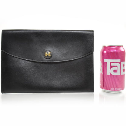 Hermes Box Leather Pochette Rio Black 2 of 8