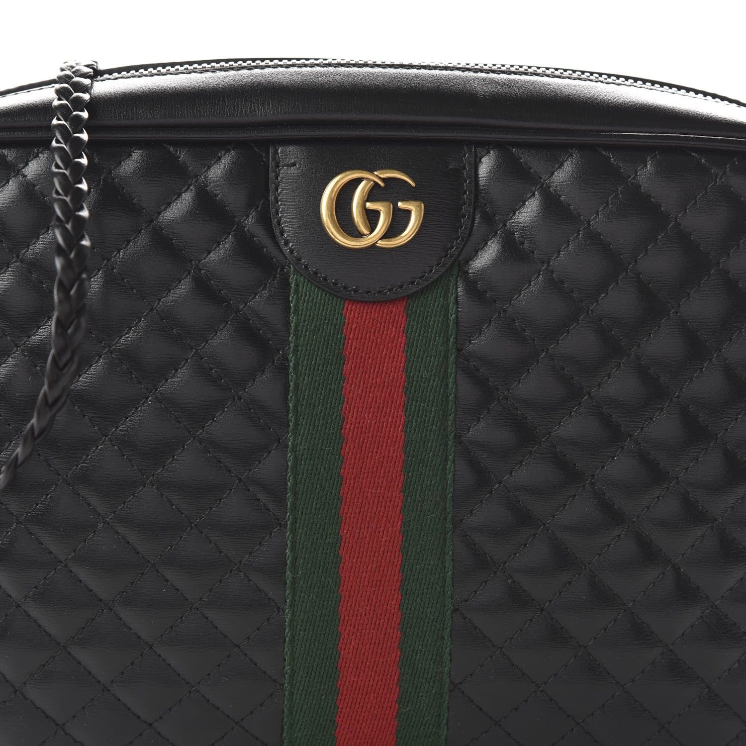 Gucci Calfskin Web Trapuntata Small GG Shoulder Bag Black 10 of 10
