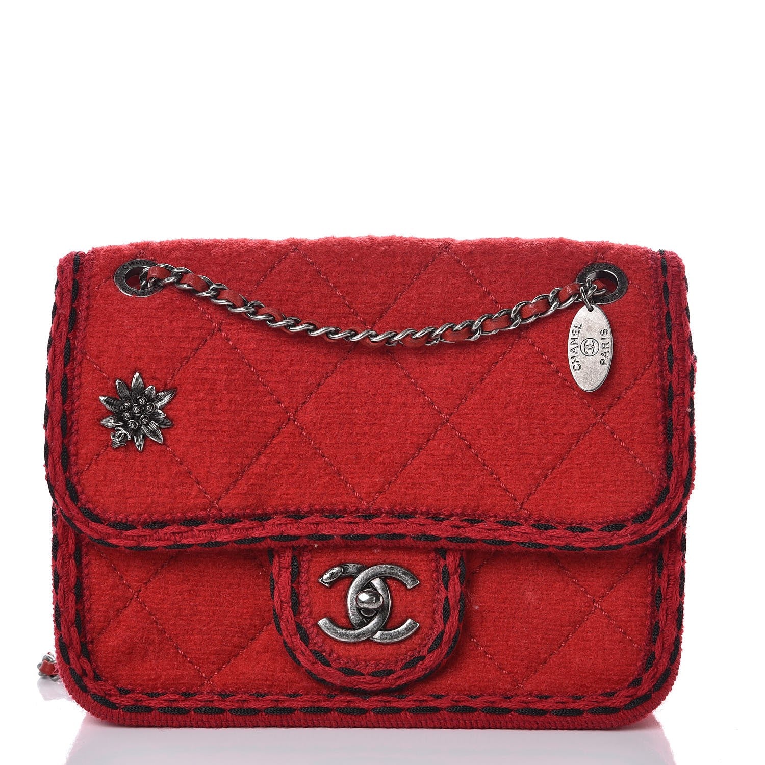 Chanel Wool Quilted Mini Edelweiss Single Flap Red 1 of 7