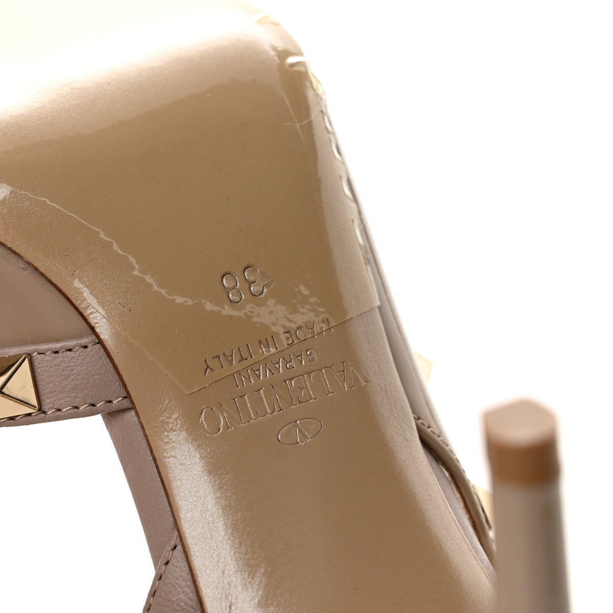 Patent Rockstud Half d'Orsay Slingback 85mm Pumps 38 Poudre