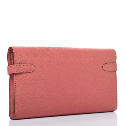 Hermes Chevre Mysore Kelly Longue Wallet Rose The 3 of 19