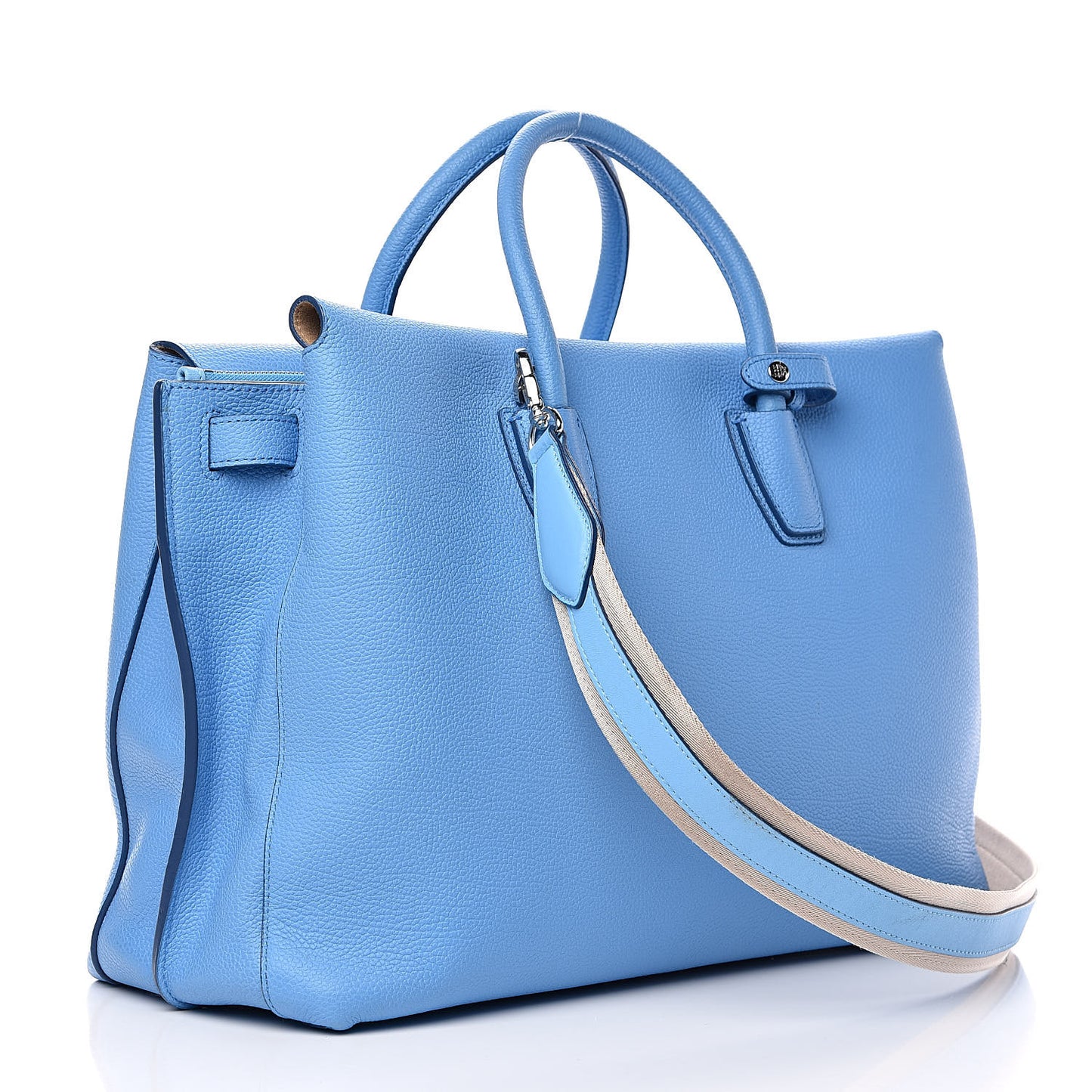 Grained Calfskin Large Milla Tote Tile Blue