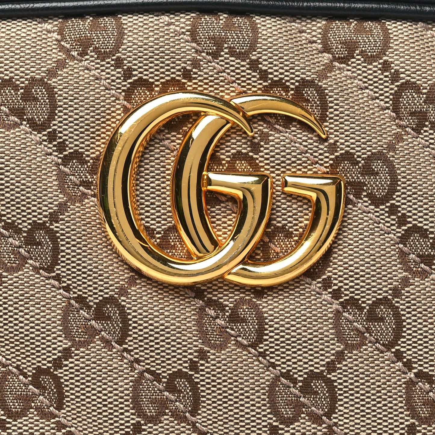 Monogram Matelasse Diagonal Small GG Marmont Chain Shoulder Bag Beige Black