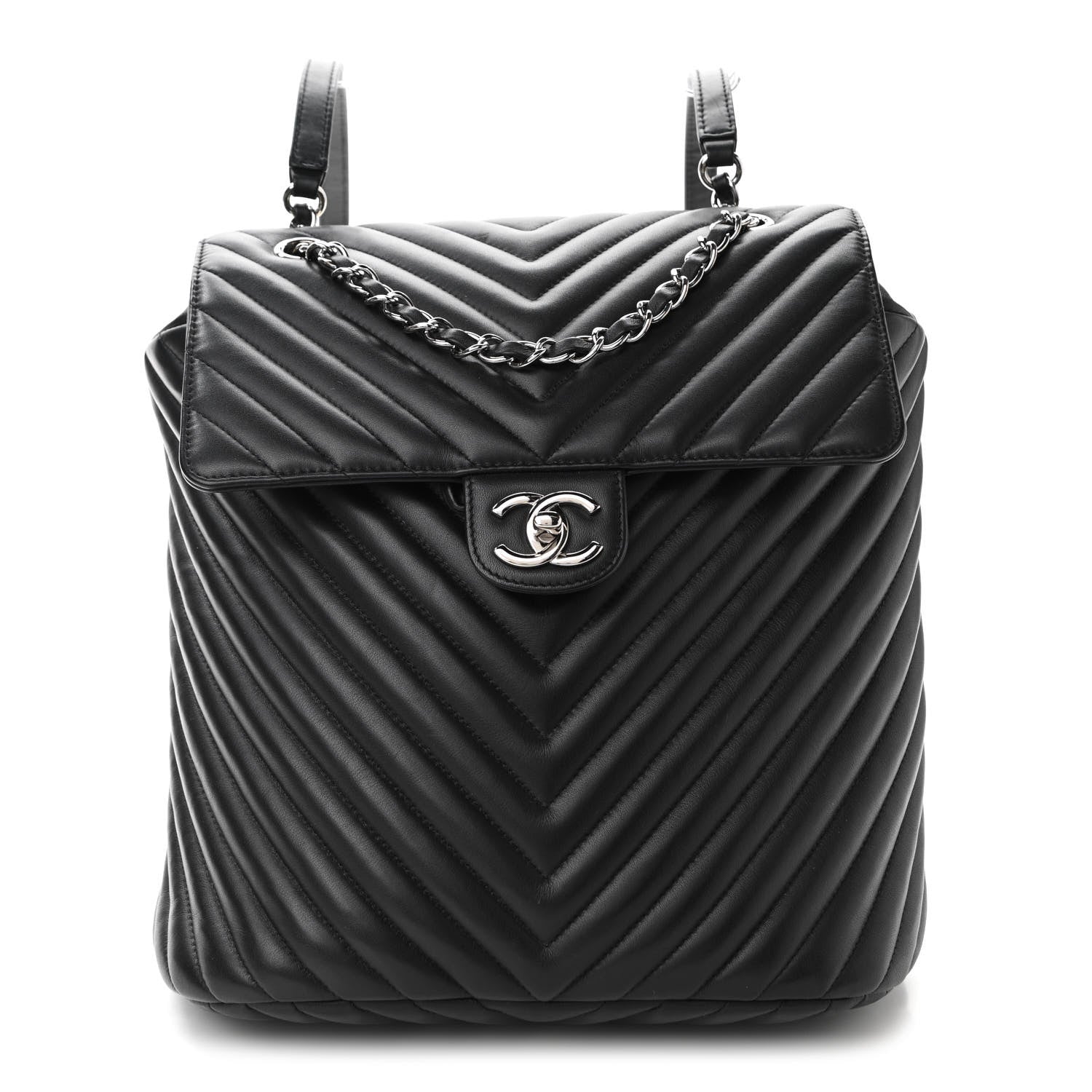 Chanel Calfskin Chevron Quilted Large Urban Spirit Backpack Black 1 of 11
