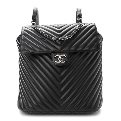 Chanel Calfskin Chevron Quilted Large Urban Spirit Backpack Black 1 of 11