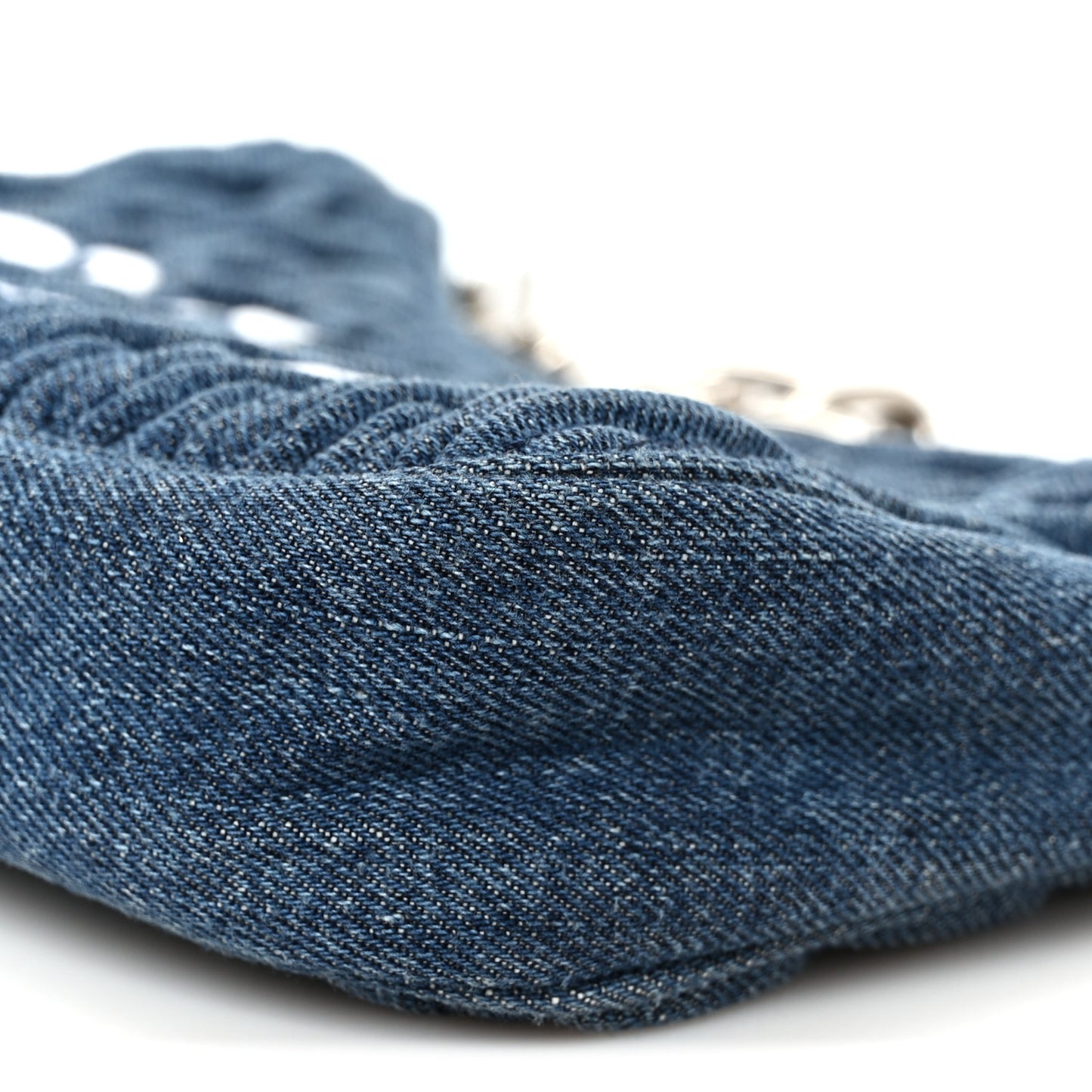 Denim Matelasse Shoulder Bag Blue White