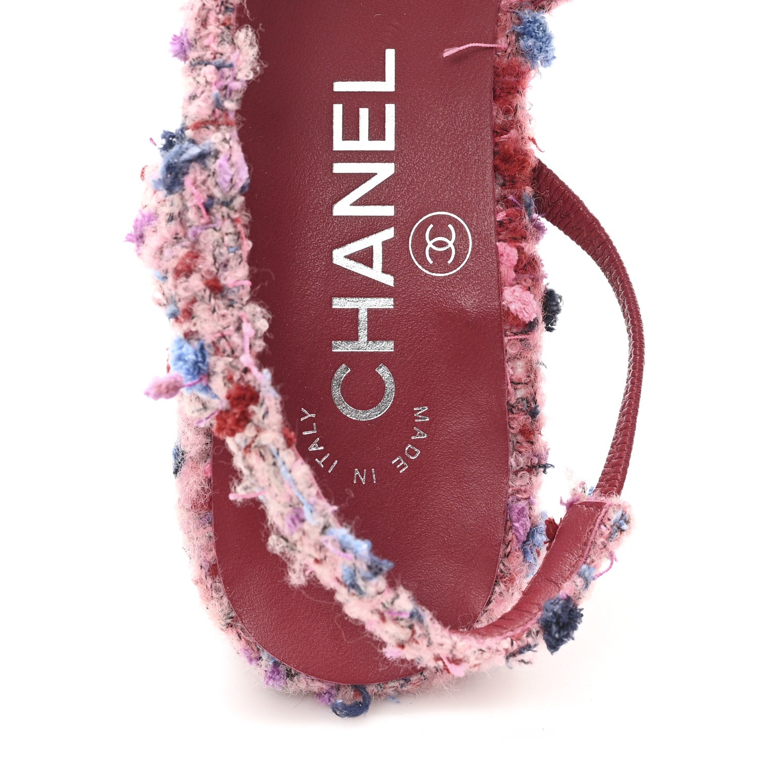 Chanel Tweed Grosgrain Cap Toe CC Slingback Pumps 36.5 Pink Black 8 of 9