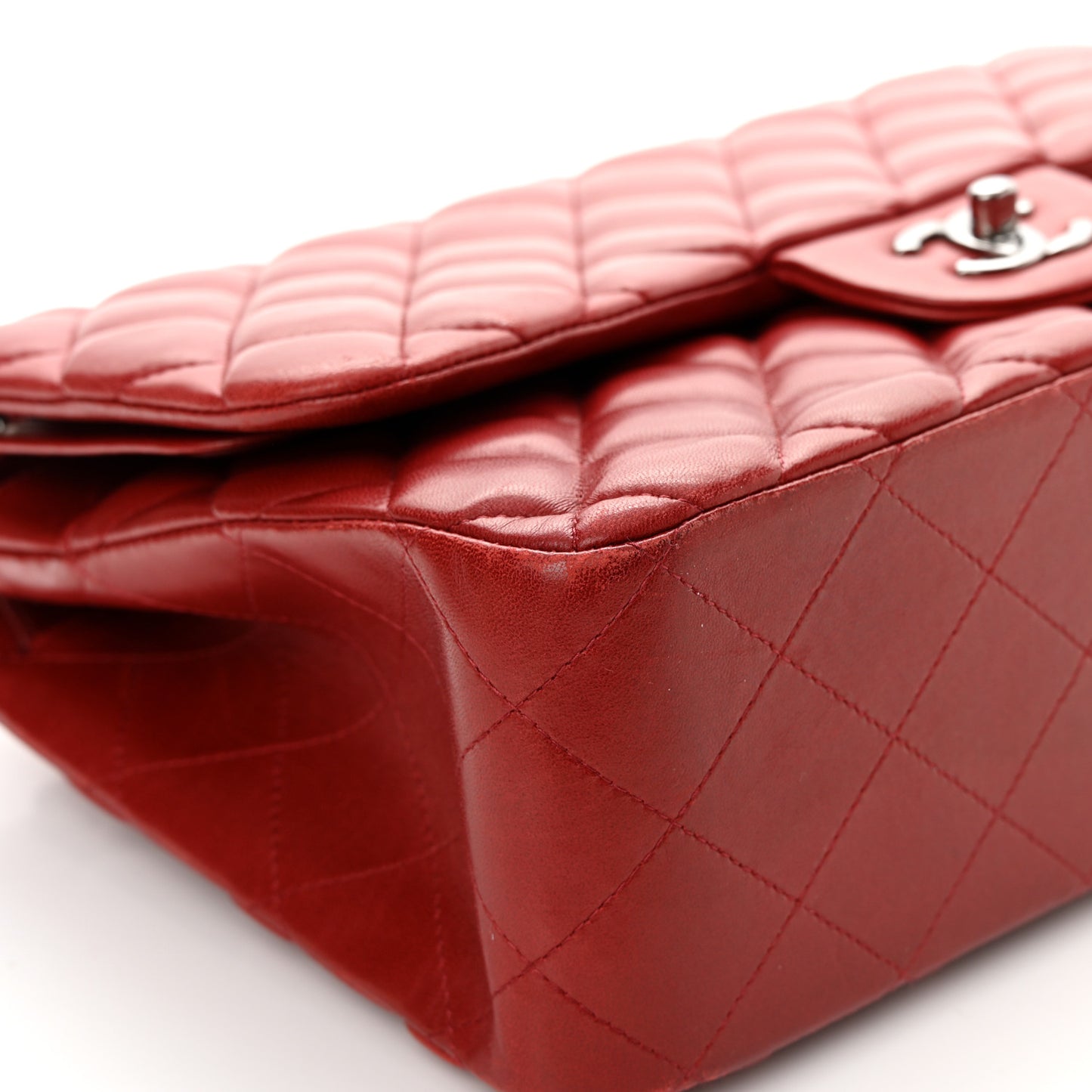 Lambskin Quilted Jumbo Double Flap Red