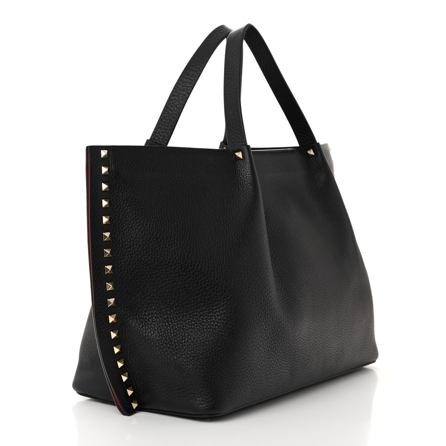 Valentino Garavani Grained Calfskin Rockstud Shoulder Tote Black 3 of 12