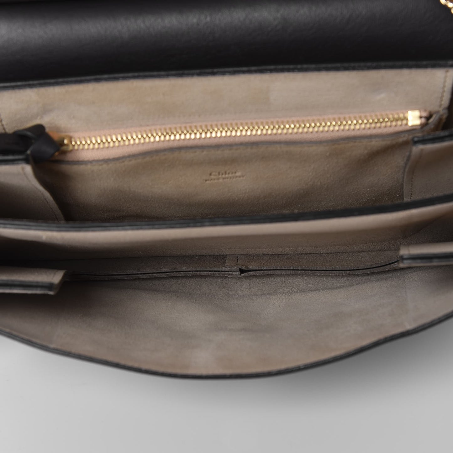 Suede Calfskin Medium Faye Shoulder Bag Carbon Grey
