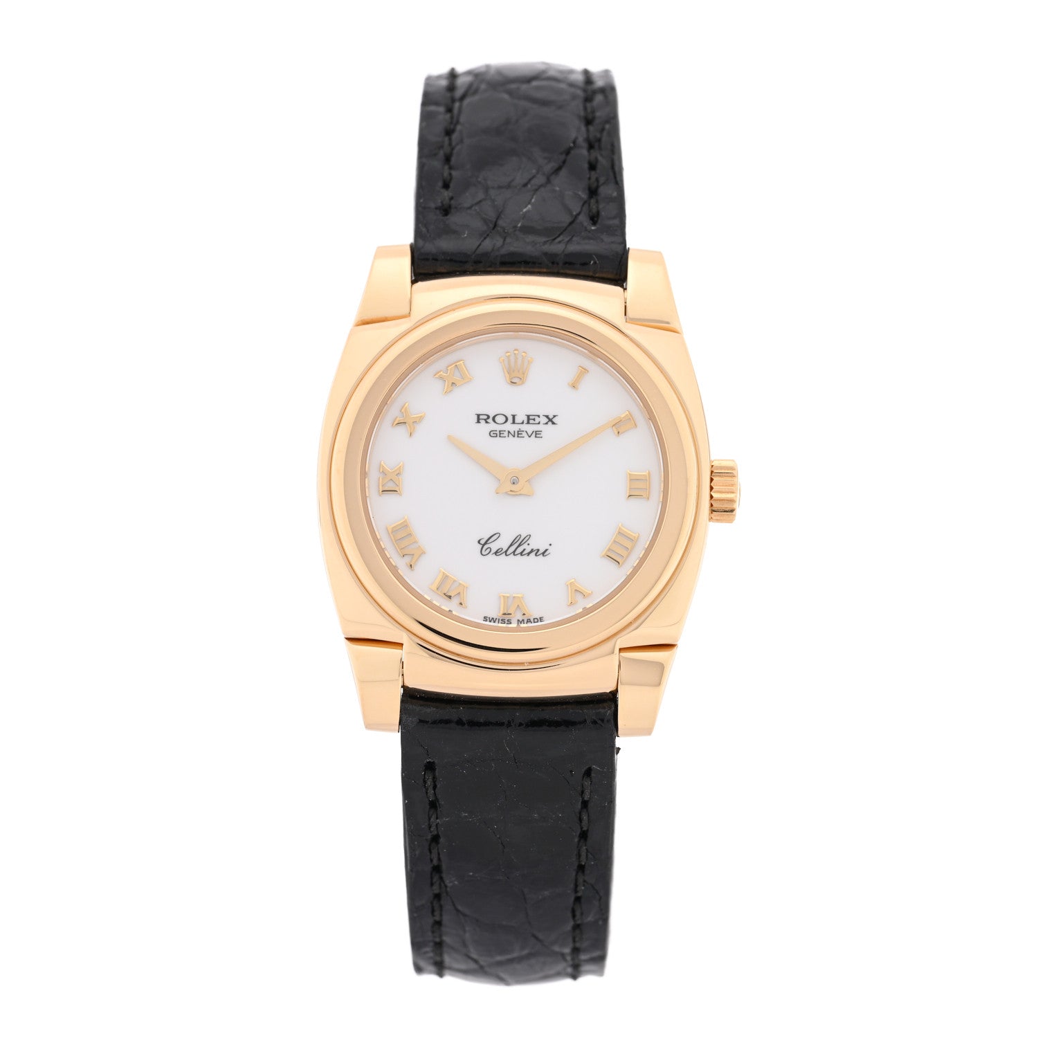 Rolex 18K Yellow Gold Alligator 26mm Cellini Manual Winding Watch White 5310 1 of 5