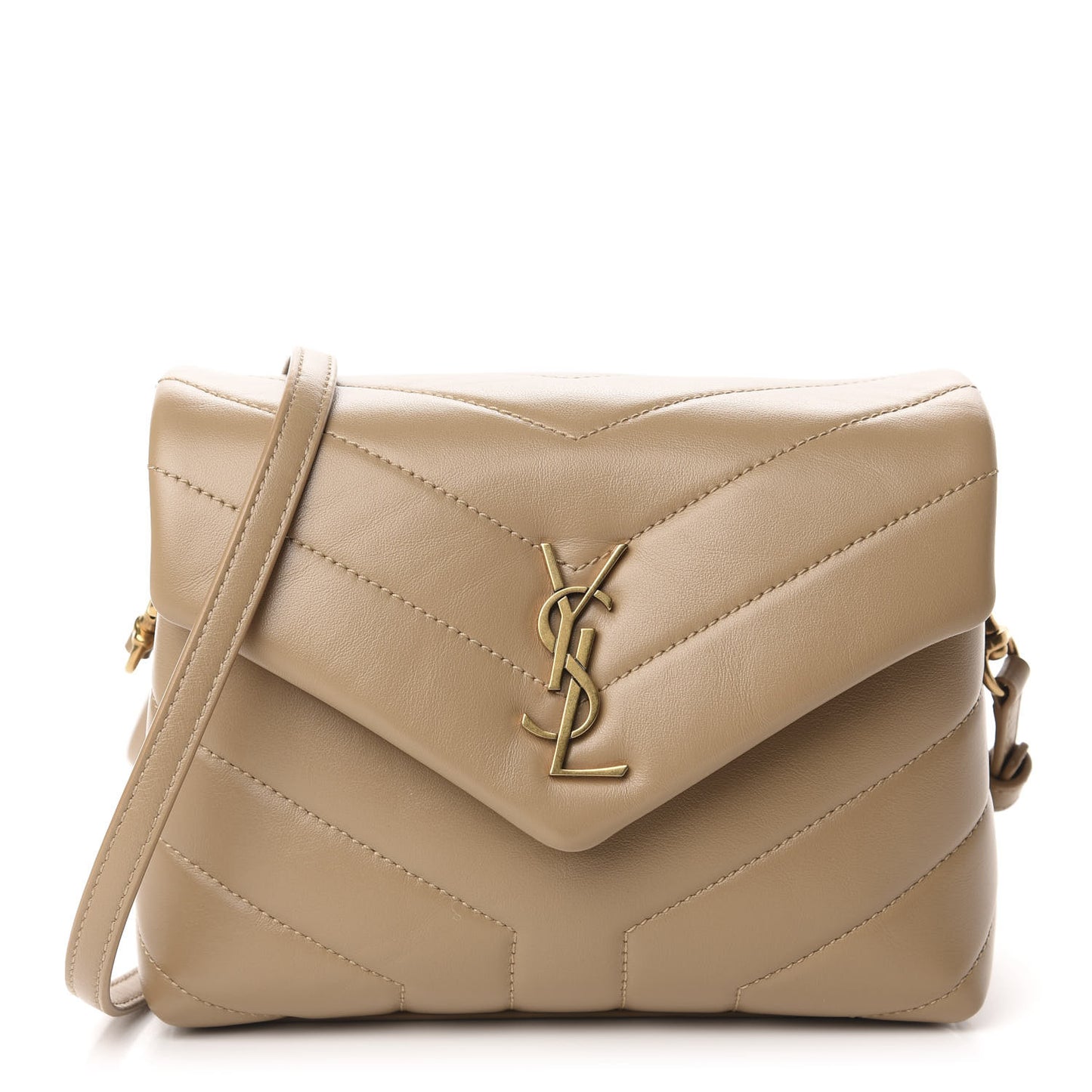 Calfskin Y Quilted Monogram Toy Loulou Crossbody Bag Latte