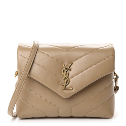 Saint Laurent Calfskin Y Quilted Monogram Toy Loulou Crossbody Bag Latte 1 of 11