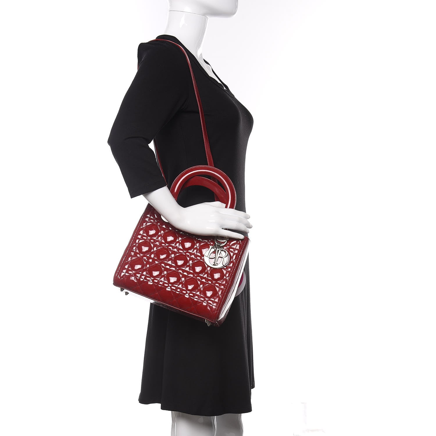 Christian Dior Patent Cannage Medium Lady Dior Red 2 of 11