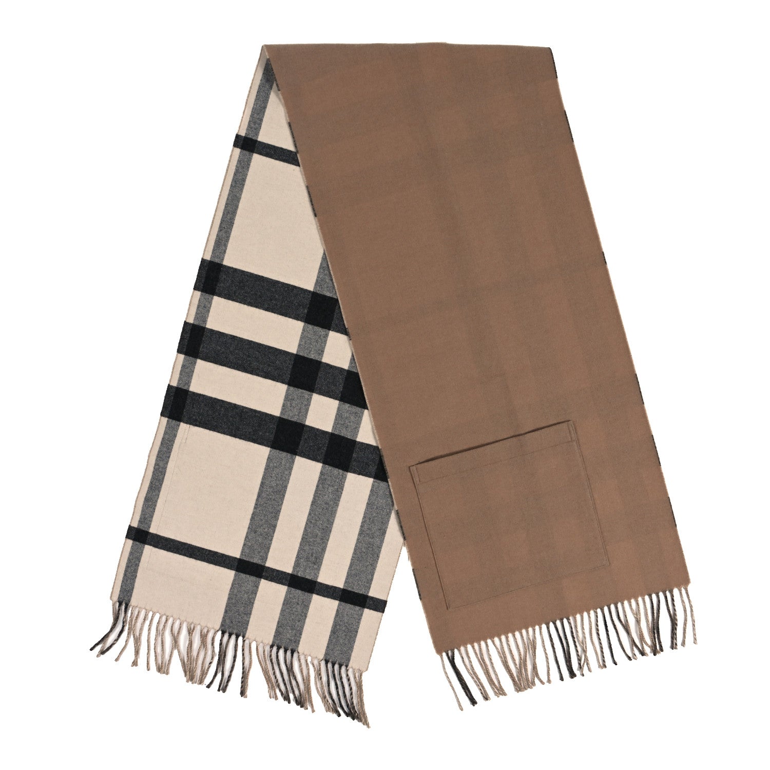 Burberry Check Reversible Fringe Scarf Beige 2 of 4