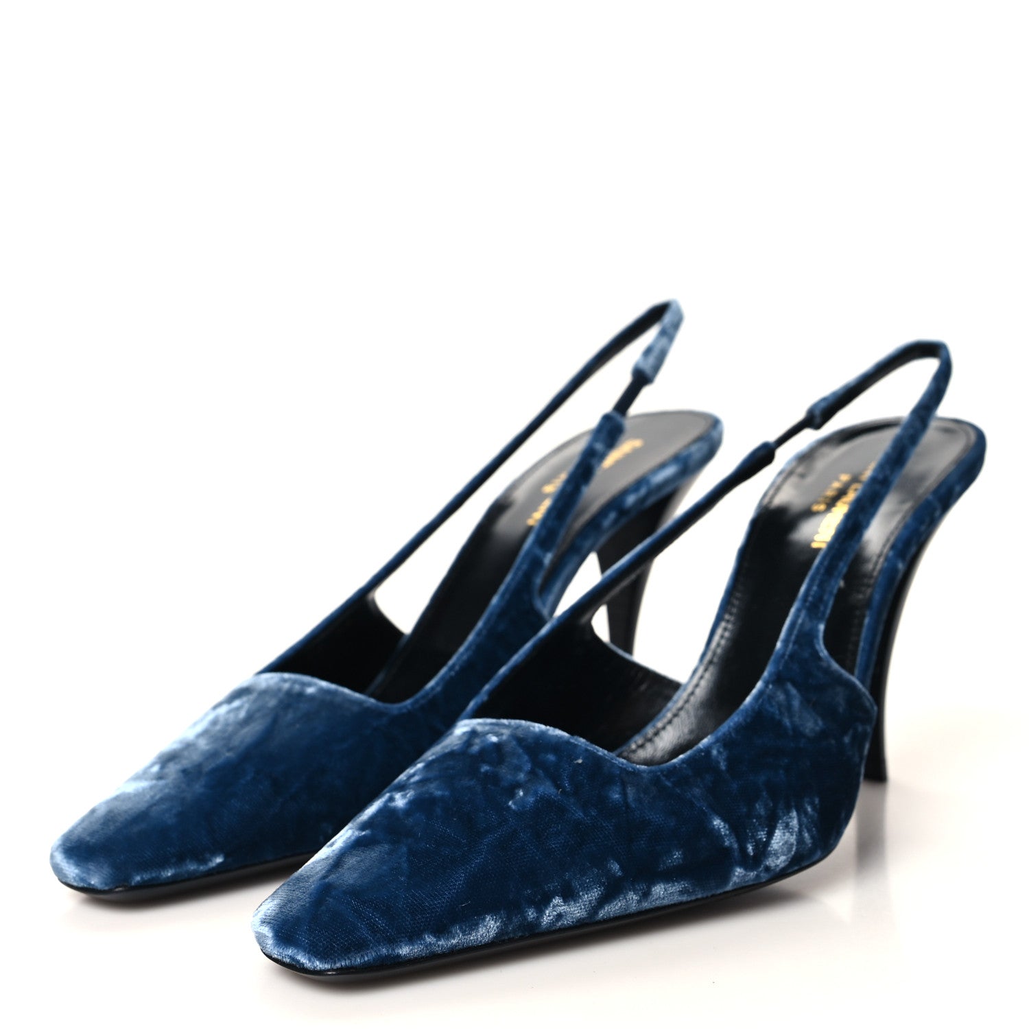 Saint Laurent Velvet Tom 90 Dream Slingback Pumps 38 Denim 3 of 9