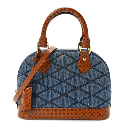 Louis Vuitton Denim Calfskin Reverse Monogram Malletage Alma BB Blue 1 of 8