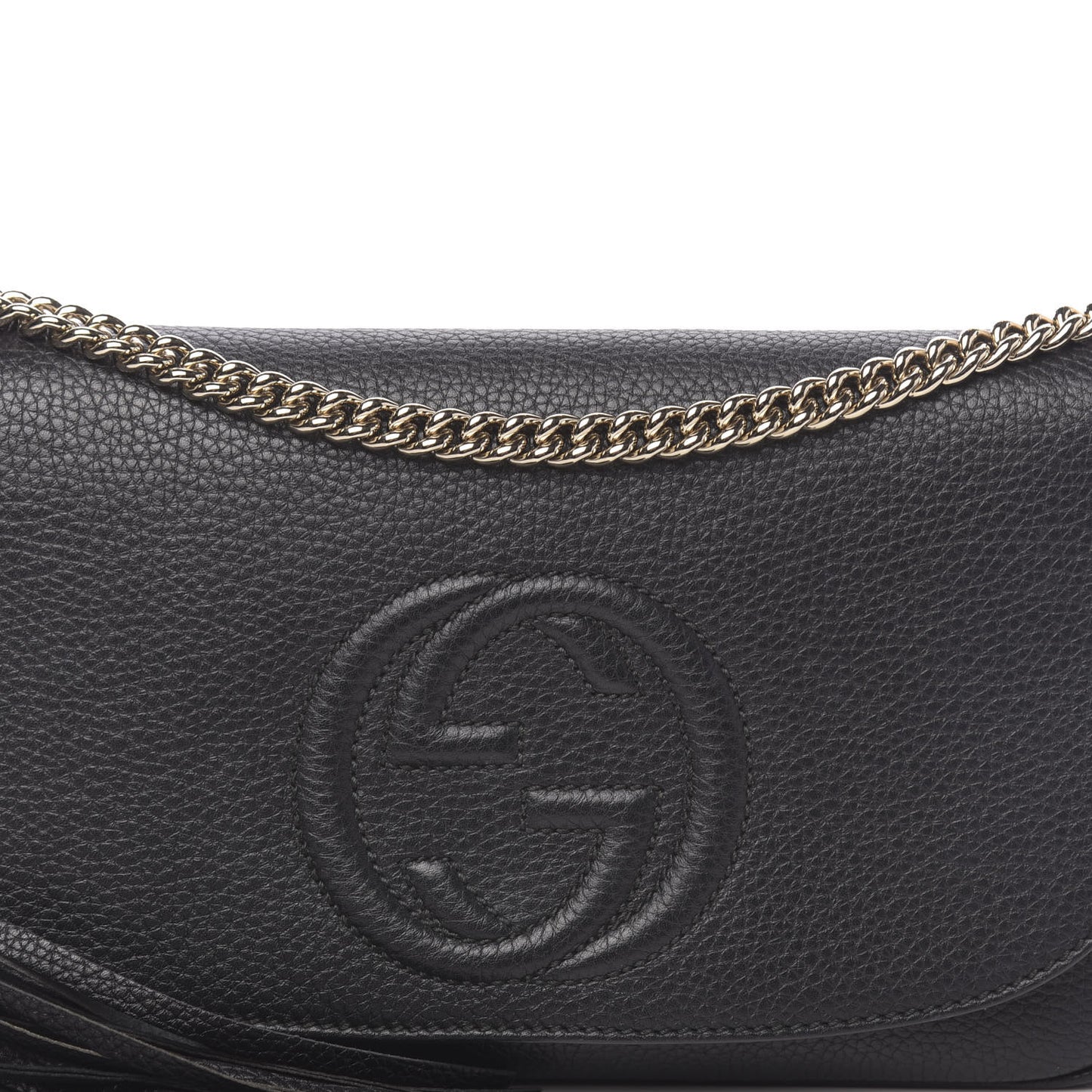 Pebbled Calfskin Medium Soho Flap Crossbody Black