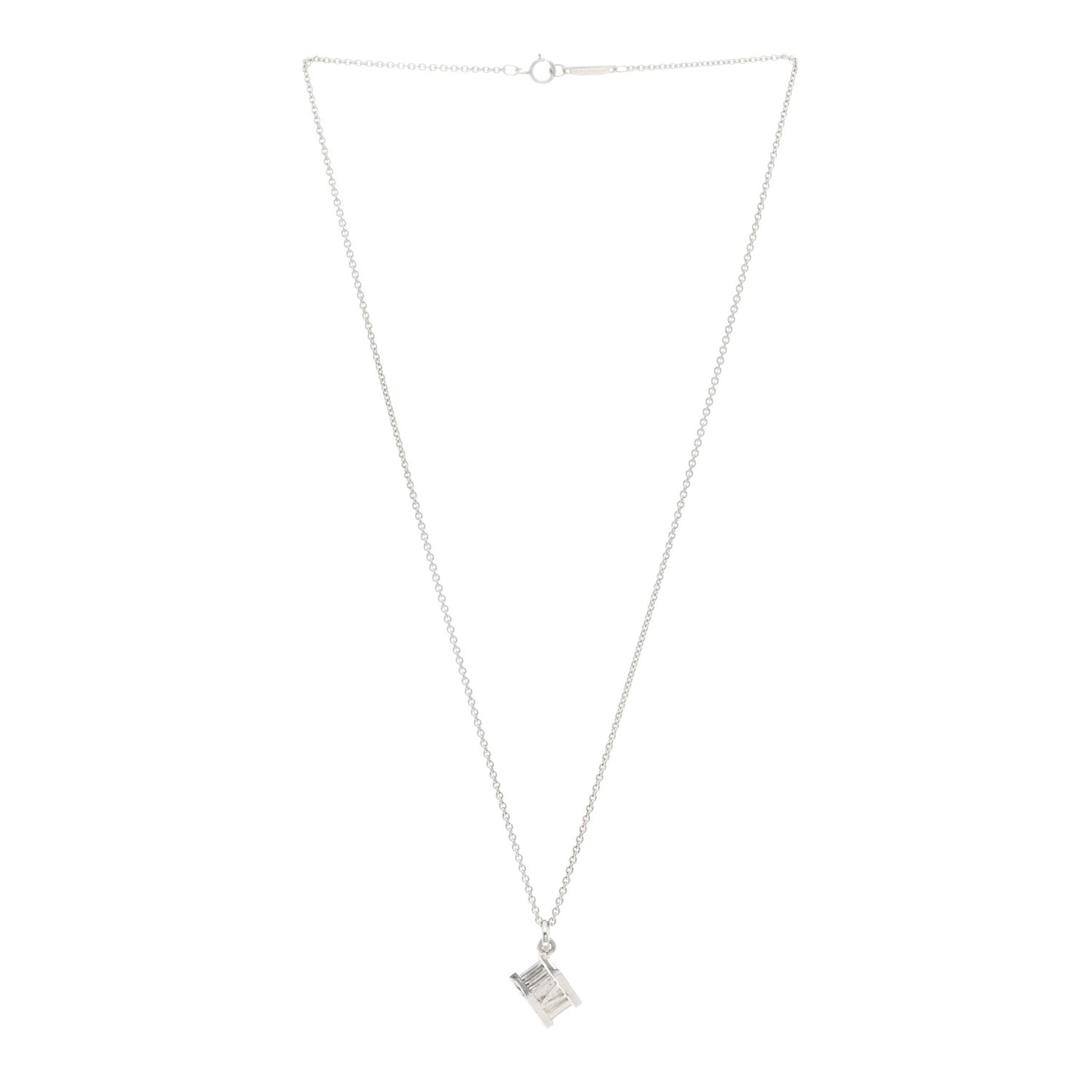 Sterling Silver Atlas Cube Pendant Necklace