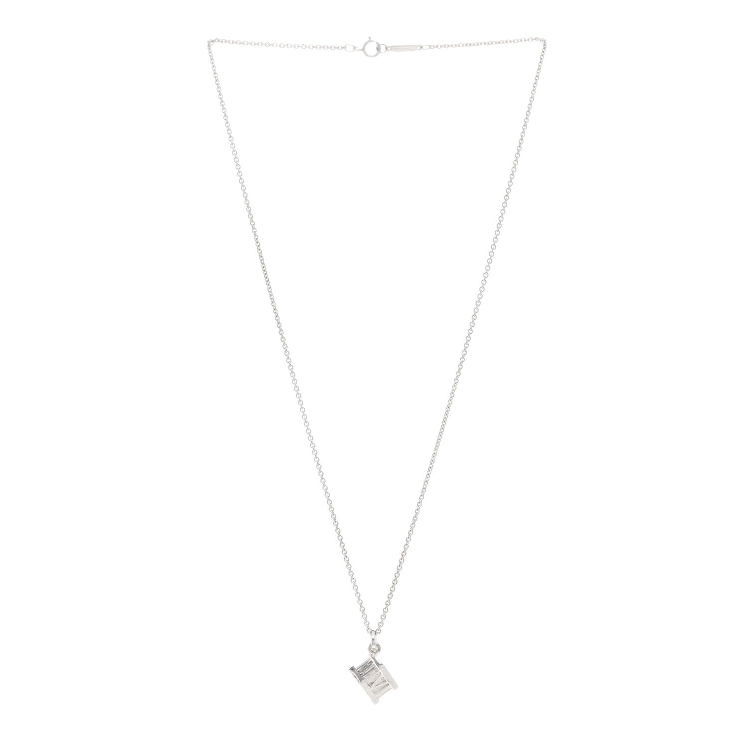 Tiffany Sterling Silver Atlas Cube Pendant Necklace 3 of 4