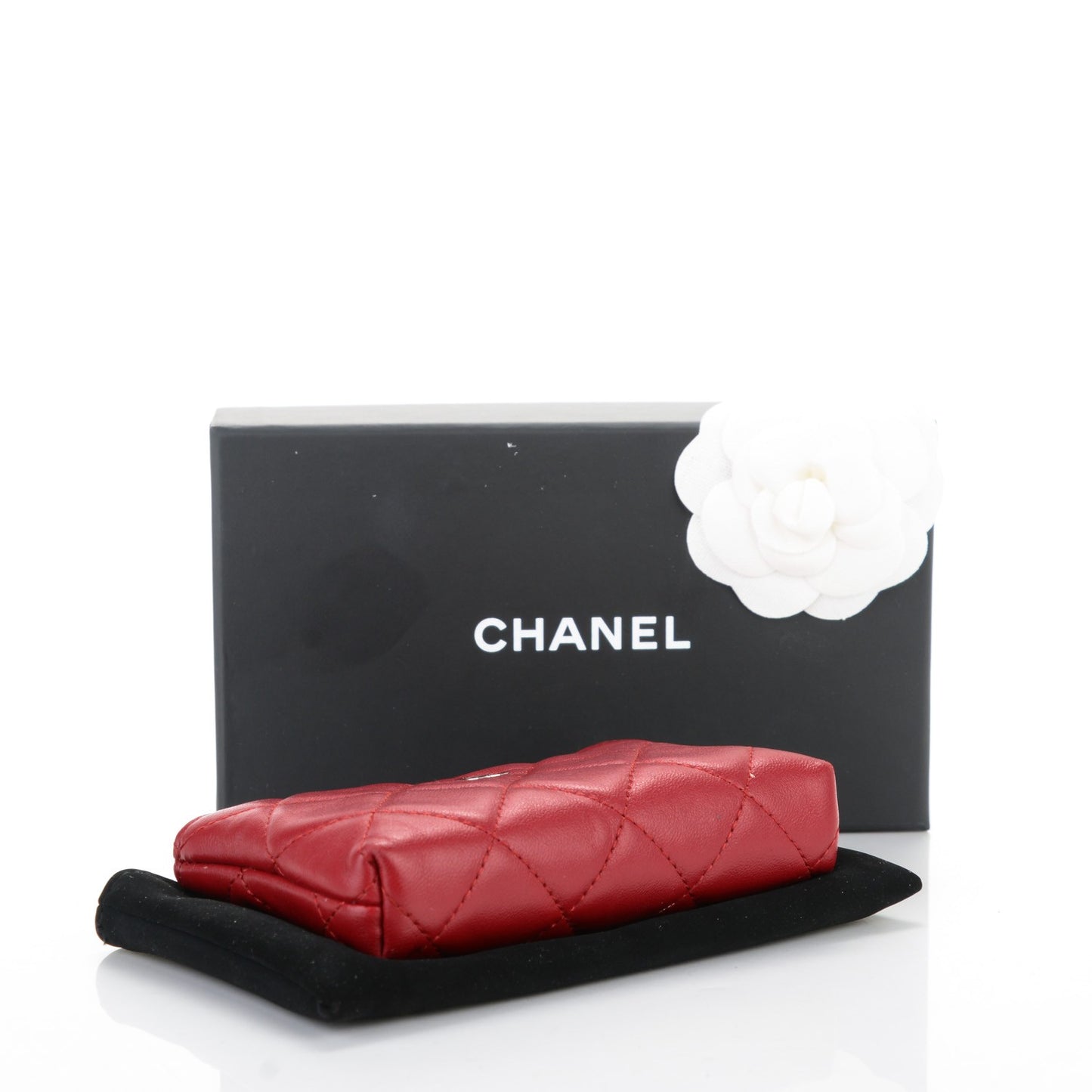 Lambskin Quilted Key Holder Case Red