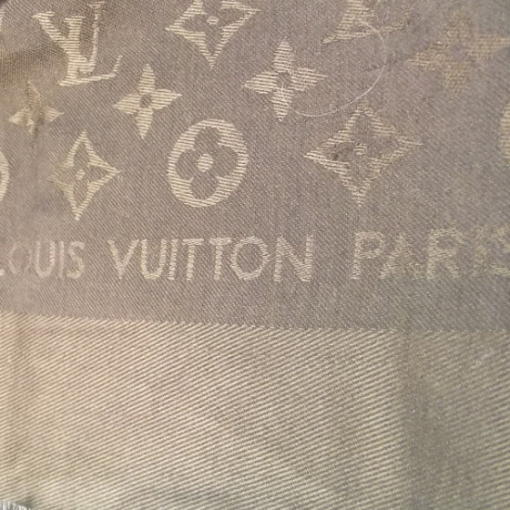 Wool Silk Monogram Shawl Brown