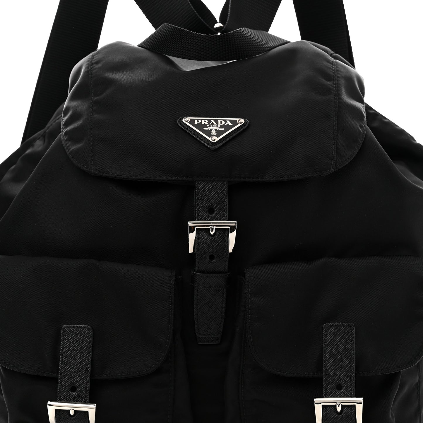 Tessuto Nylon Saffiano Medium Backpack Black