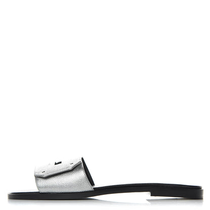 Hermes Epsom View Sandals 39 Argent 1 of 8