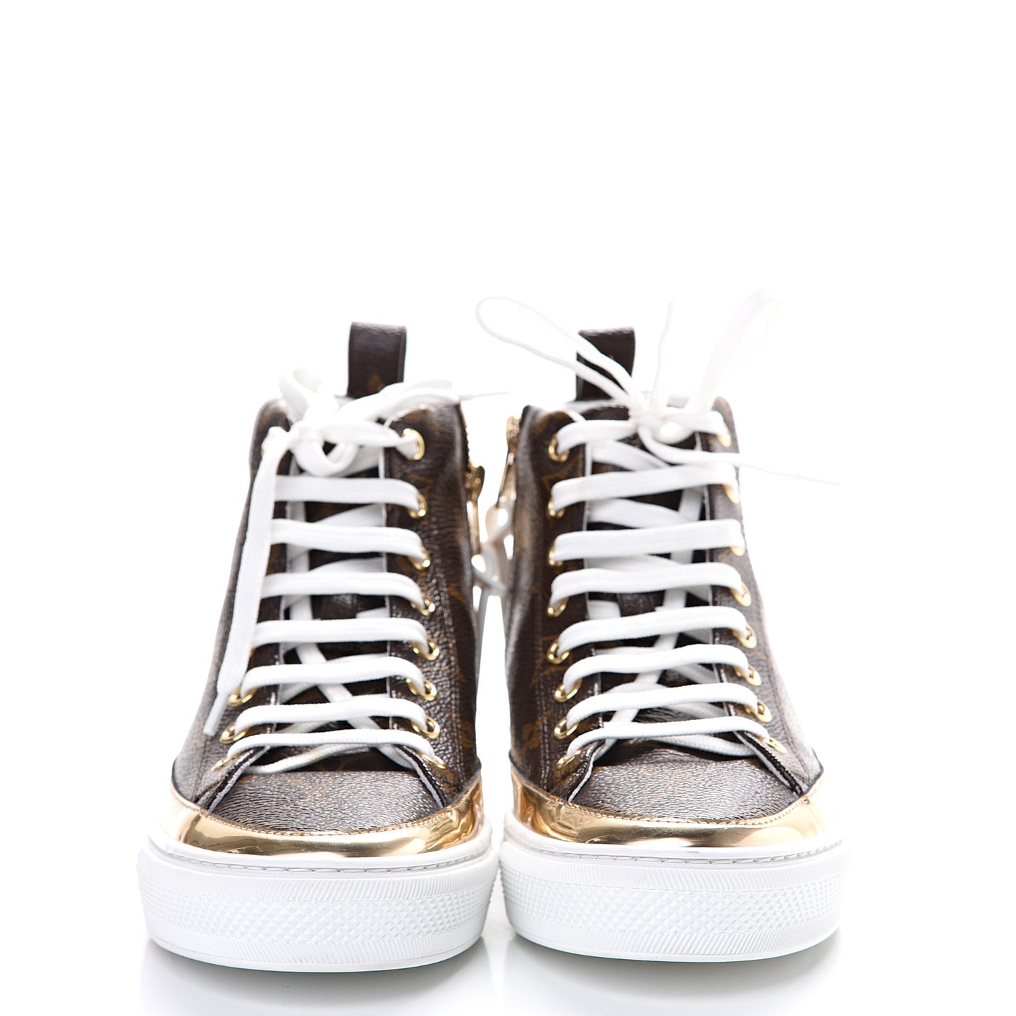 Patent Monogram Stellar Sneaker Boots 36 Gold
