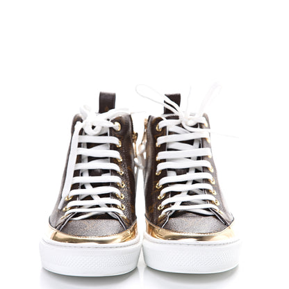 Louis Vuitton Patent Monogram Stellar Sneaker Boots 36 Gold 2 of 6