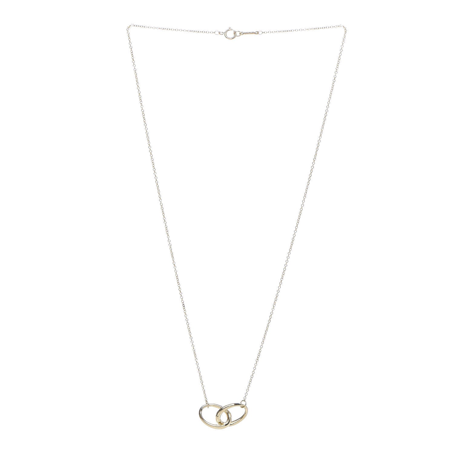 Tiffany 18K Yellow Gold Elsa Peretti Interlocking Ovals Pendant Necklace 3 of 7
