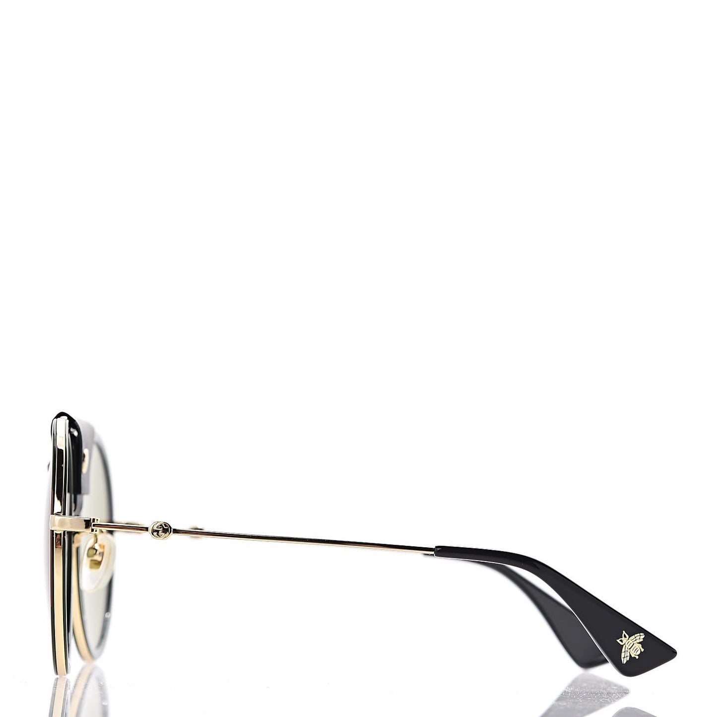 Round Frame Sunglasses GG0061S Gold Green