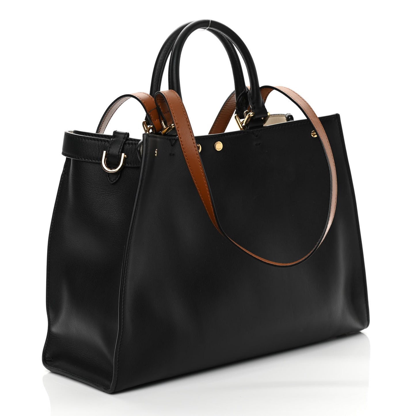 Vitello Seta Century Small Peekaboo X-Tote Black Brandy