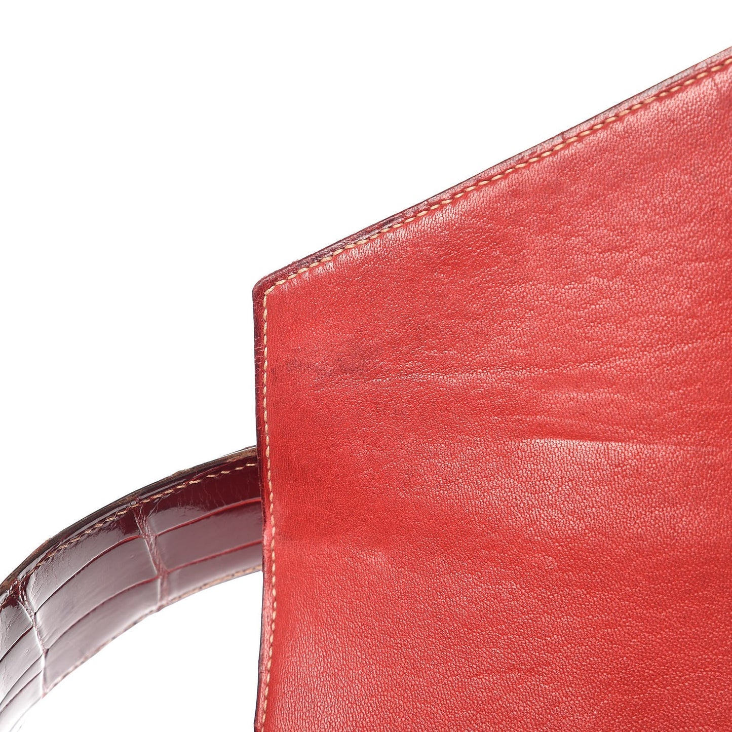 Shiny Porosus Crocodile Handbag Rouge H