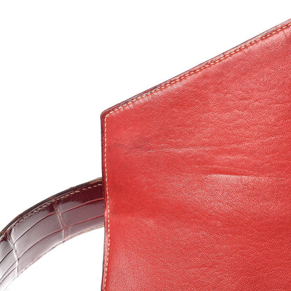 Hermes Shiny Porosus Crocodile Handbag Rouge H 7 of 13