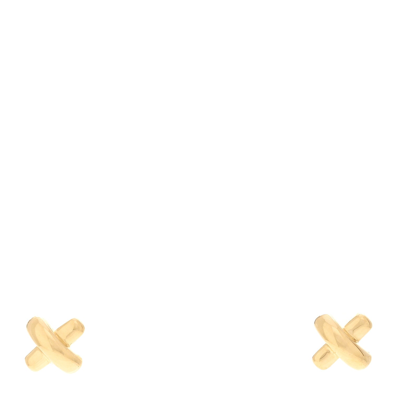 Tiffany 18K Yellow Gold 5mm Cross Stitch Earrings 1 of 5