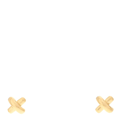 Tiffany 18K Yellow Gold 5mm Cross Stitch Earrings 1 of 5