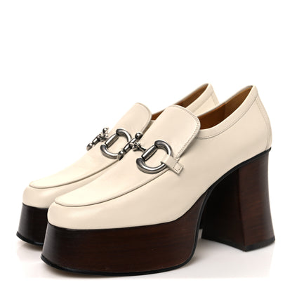Gucci Malaga Kid Horsebit Platform Loafers 36 Mystic White 4 of 12