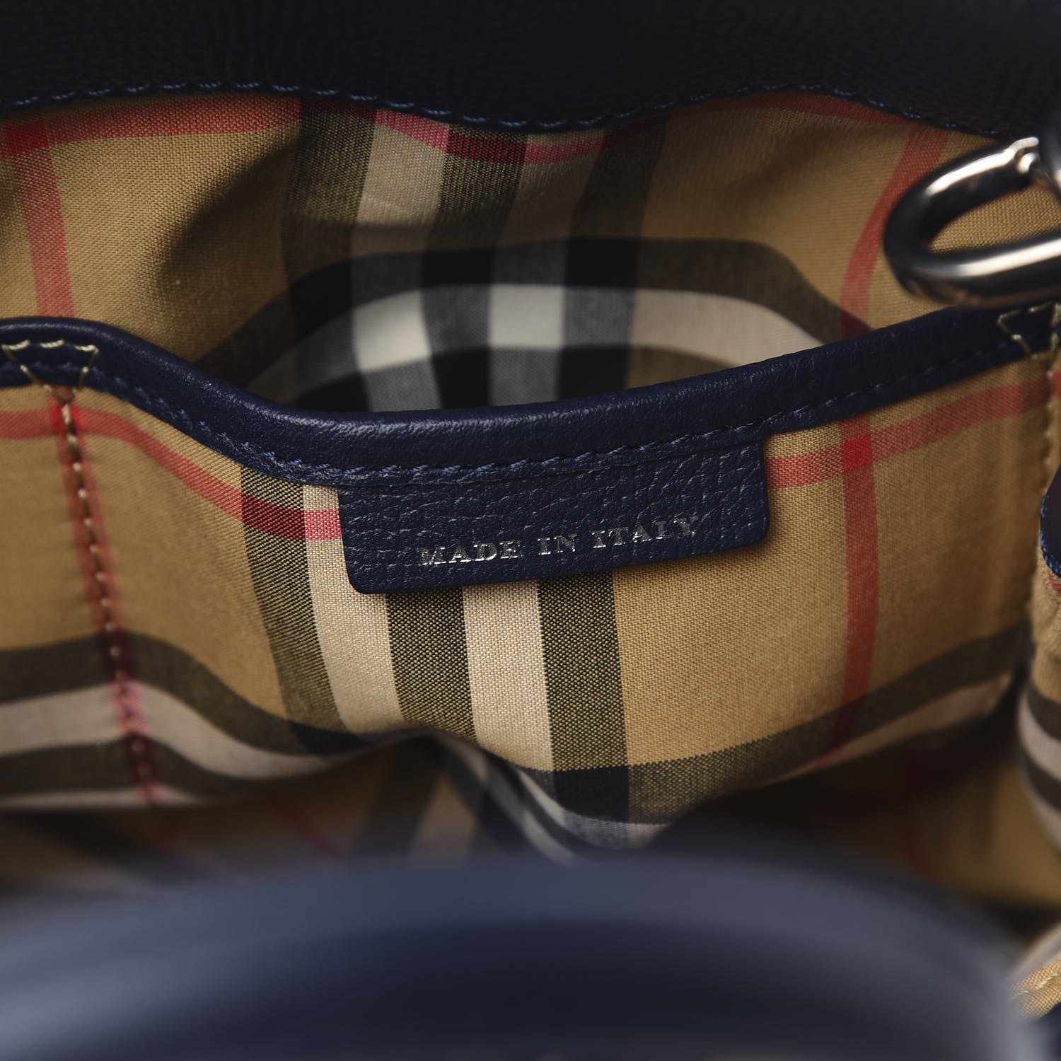 Burberry Grainy Calfskin House Check Small Banner Tote Regency Blue 7 of 10