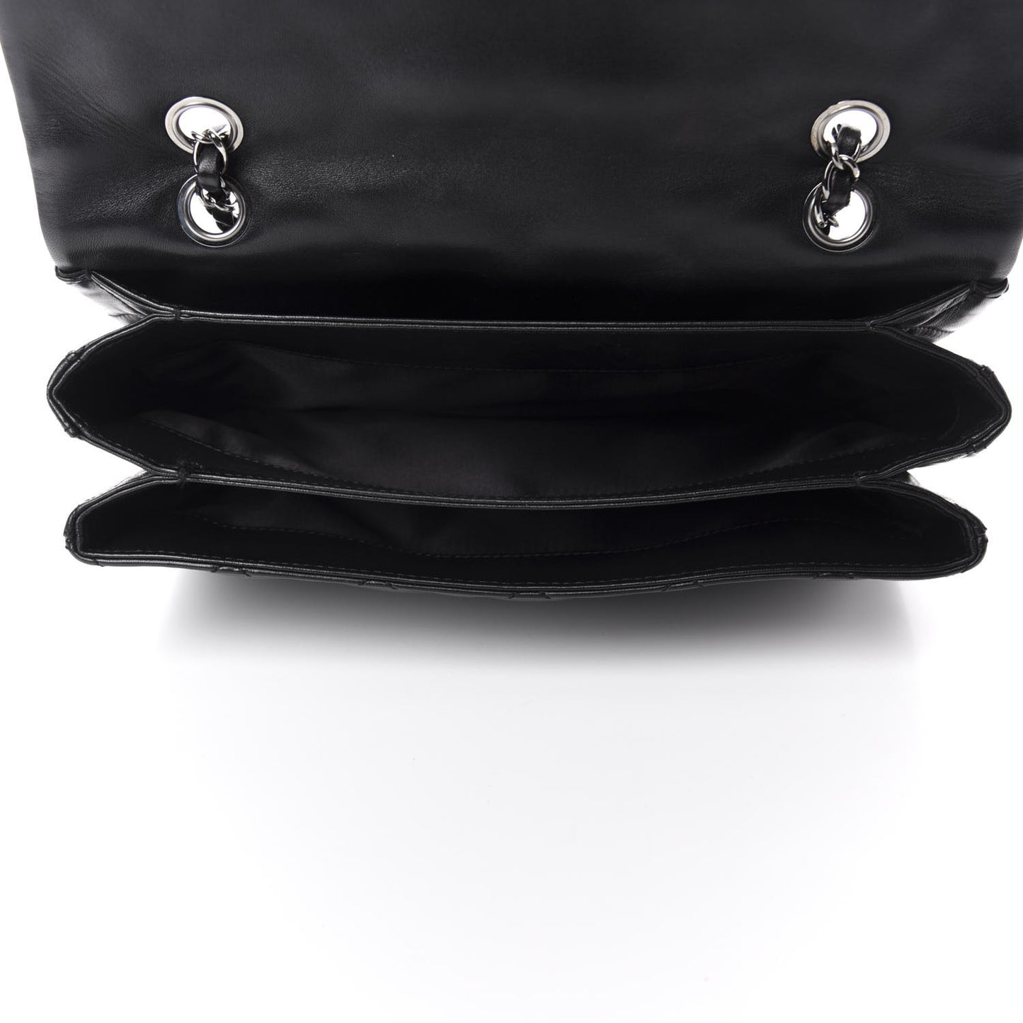 Lambskin Quilted Jumbo 3 Flap Black