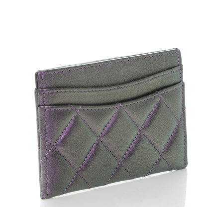 Chanel Metallic Lambskin Quilted Card Holder Dark Purple 3 of 8