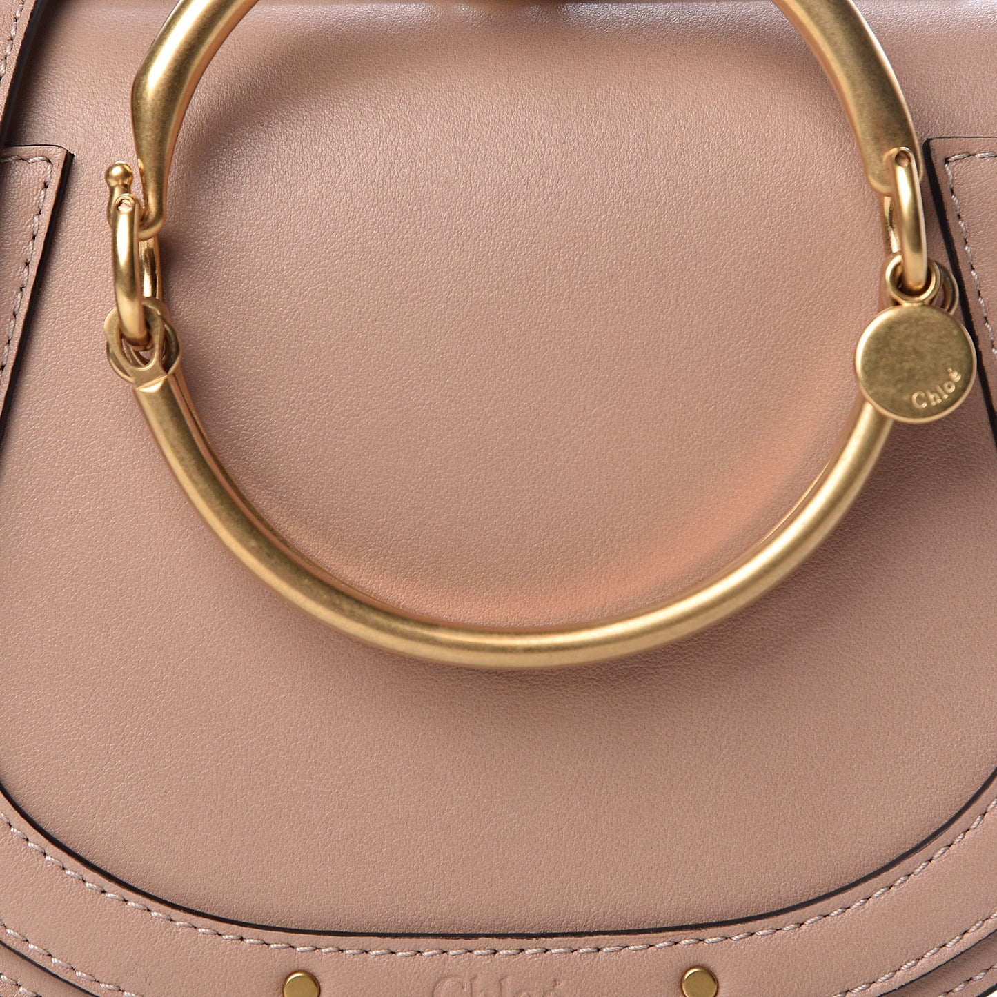 Calfskin Suede Small Nile Bracelet Bag Biscotti Beige