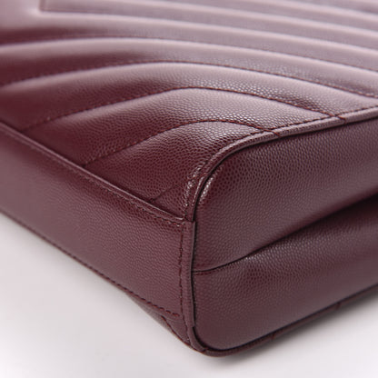 Saint Laurent Grain de Poudre Matelasse Chevron Small Tribeca Shopping Bag Garnet 6 of 10