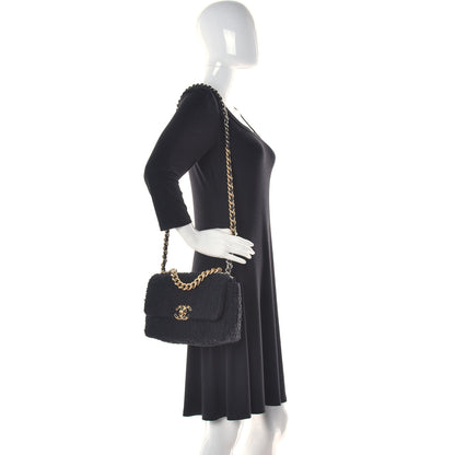 Chanel Tweed Quilted Medium Chanel 19 Flap Black 2 of 10