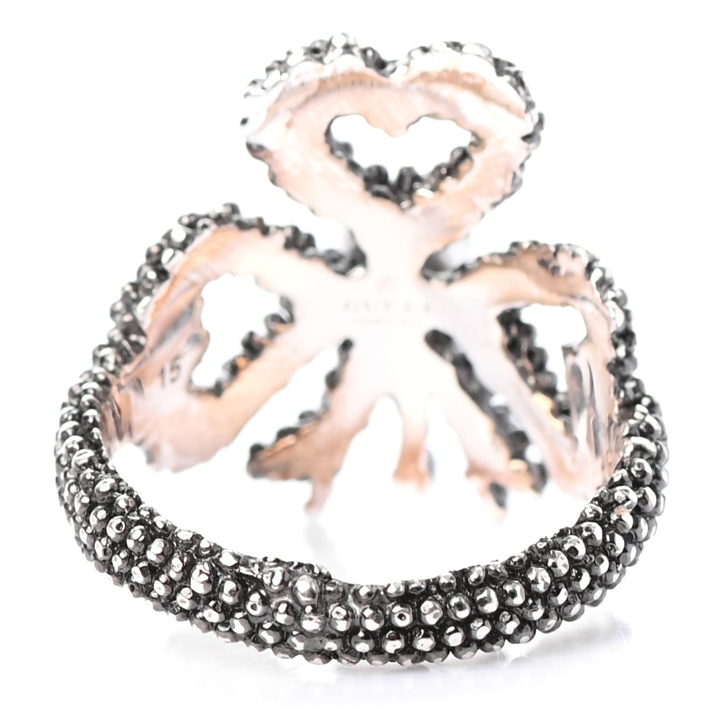 Sterling Silver Glass Pearl Aureco Clover Ring 55 7.25 Aged Silver