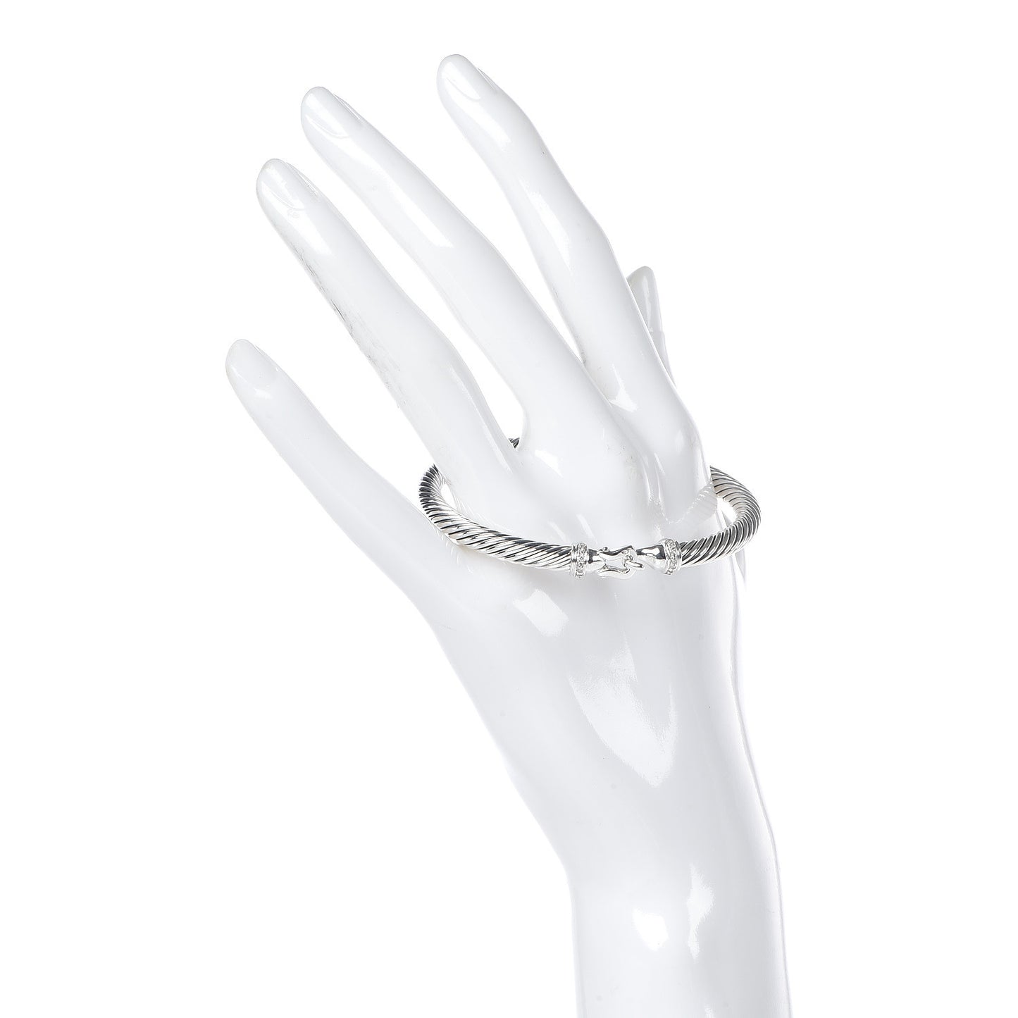 Sterling Silver Diamond 5mm Cable Buckle Bracelet