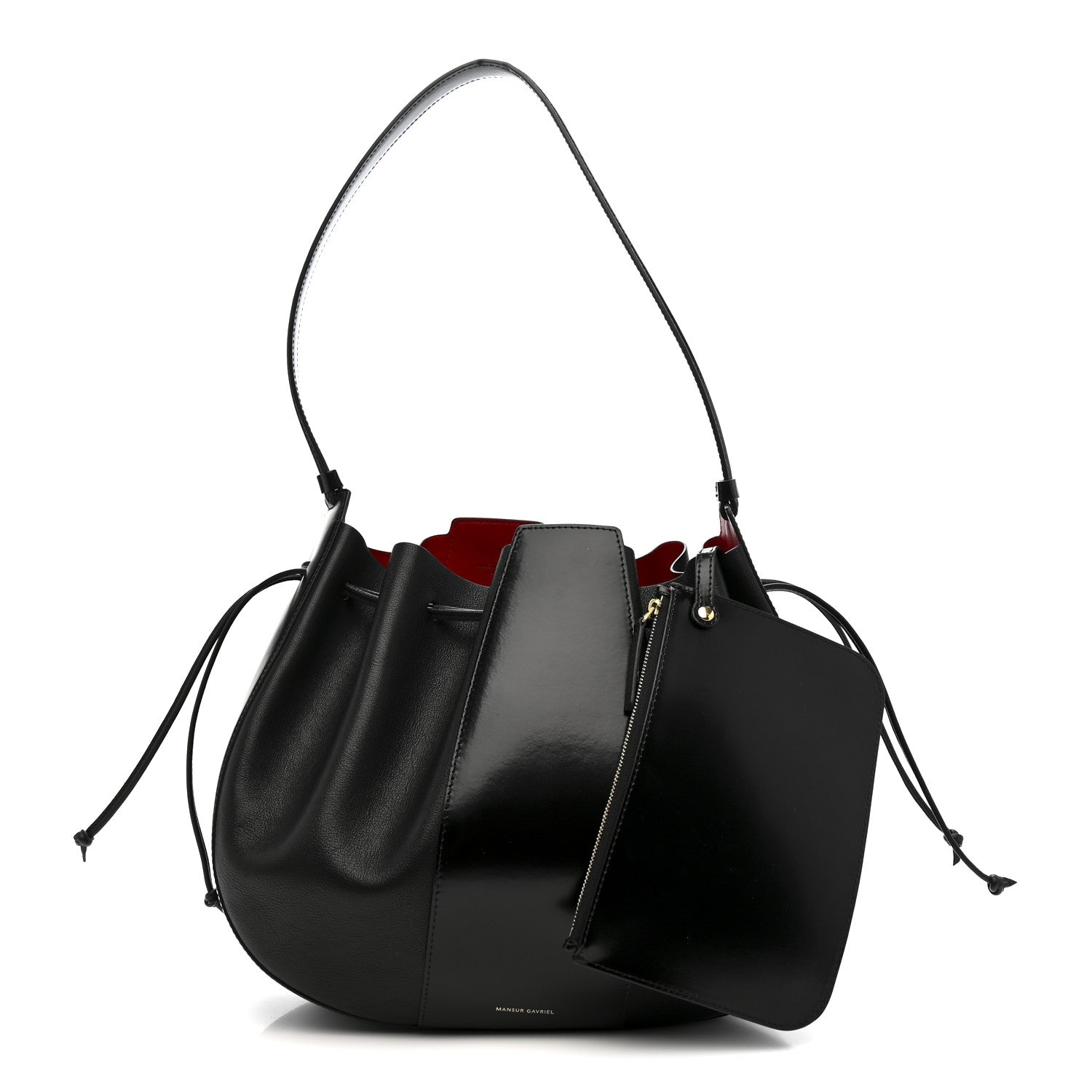 Mansur Gavriel Tumbled Calfskin Lilium Bag Black 1 of 12